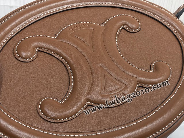 Celine專櫃2023新款經典凱旋門Logo大月餅包斜挎女包 賽琳OVAL CUIR TRIOMPHE大光滑牛皮革橢圓形手袋 sldj2260